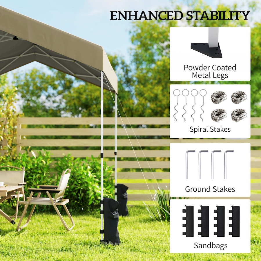 Image 980666_ALTMORE6.jpg, Product 980-666 / Price $129.99, Outsunny 8 x 8 ft Pop Up Canopy Tent with 1-Button Push Easy Setup, Beige from Outsunny on TSC.ca's Home & Garden department