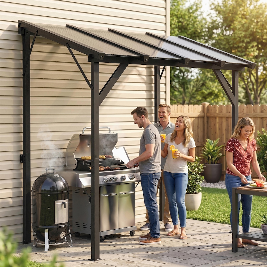 Image 980667_ALTMORE1.jpg, Product 980-667 / Price $309.99, Outsunny 8' x 5' Grill Gazebo Lean-to Pergola with Polycarbonate Roof from Outsunny on TSC.ca's Home & Garden department