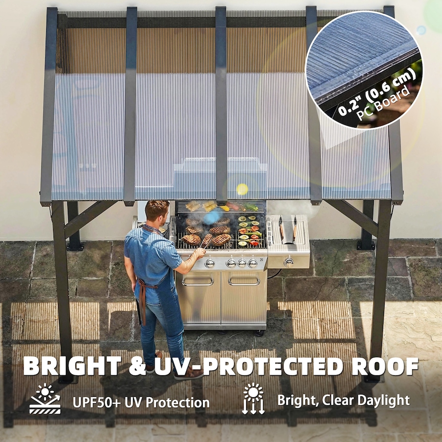 Image 980667_ALTMORE4.jpg, Product 980-667 / Price $309.99, Outsunny 8' x 5' Grill Gazebo Lean-to Pergola with Polycarbonate Roof from Outsunny on TSC.ca's Home & Garden department