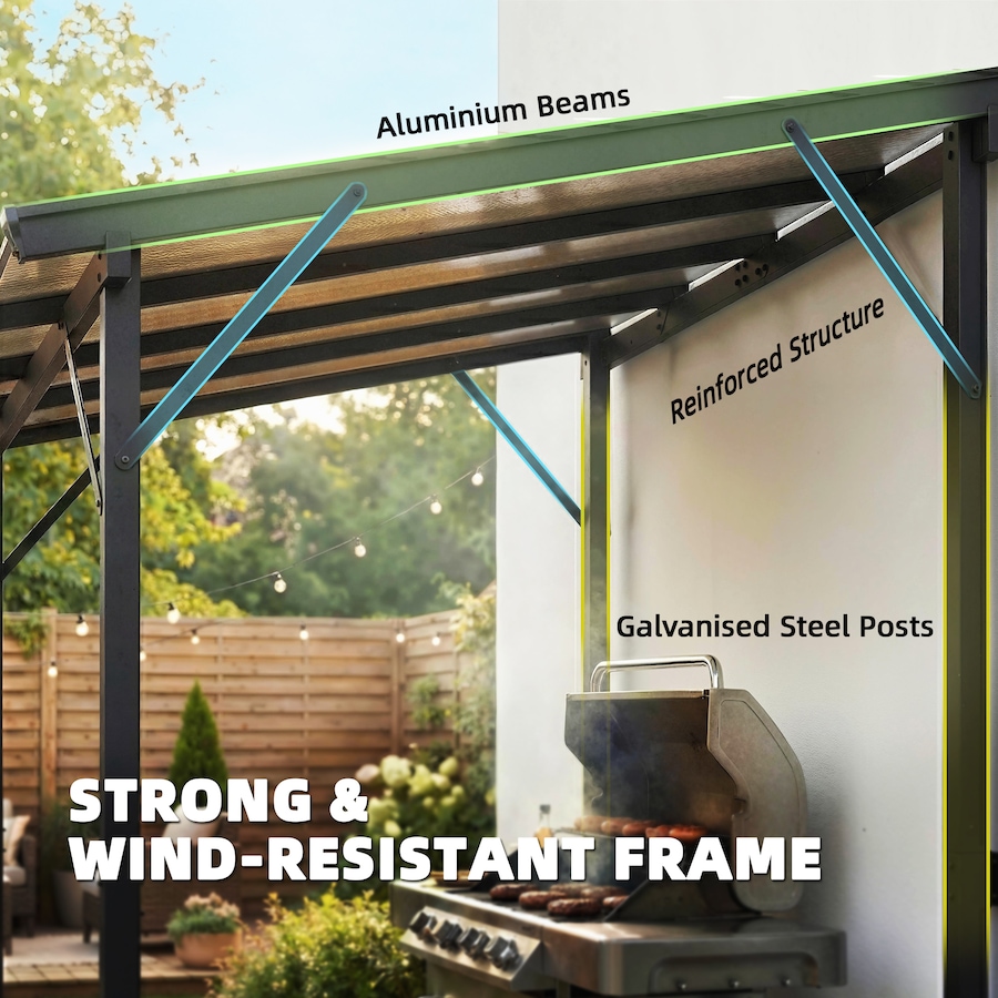 Image 980667_ALTMORE5.jpg, Product 980-667 / Price $309.99, Outsunny 8' x 5' Grill Gazebo Lean-to Pergola with Polycarbonate Roof from Outsunny on TSC.ca's Home & Garden department