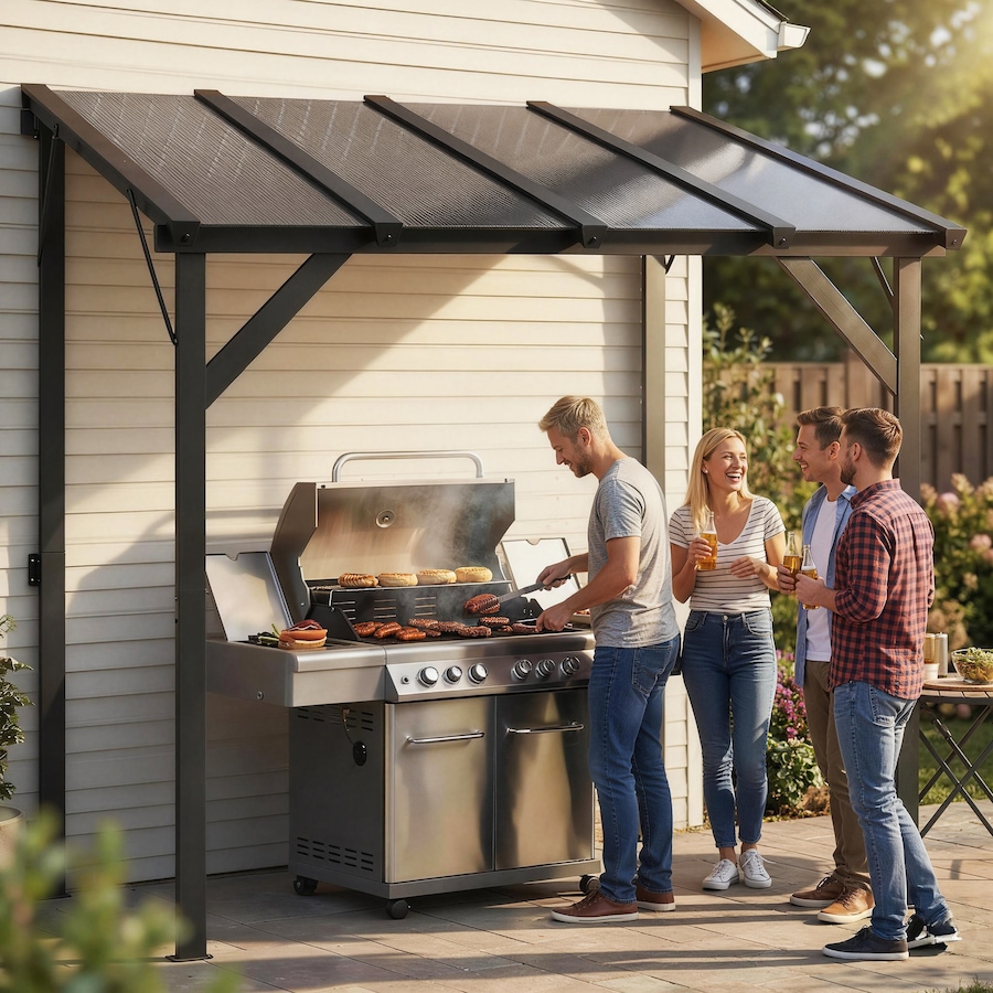 Image 980667_ALTMORE8.jpg, Product 980-667 / Price $309.99, Outsunny 8' x 5' Grill Gazebo Lean-to Pergola with Polycarbonate Roof from Outsunny on TSC.ca's Home & Garden department