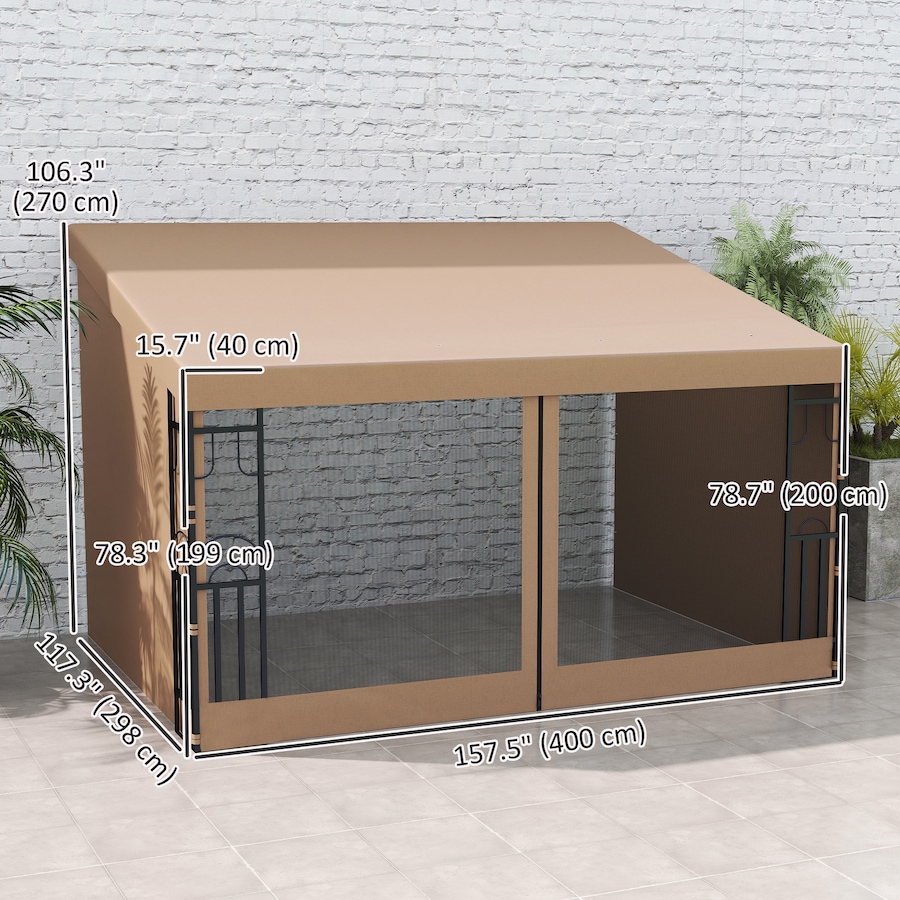 Image 980668_ALTMORE2.jpg, Product 980-668 / Price $249.99, Outsunny 10' x 13' Wall Mounted Pergola Gazebo with Curtains and Nettings from Outsunny on TSC.ca's Home & Garden department