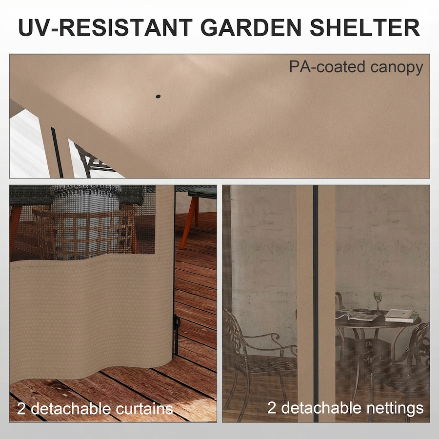 Image 980668_ALTMORE4.jpg, Product 980-668 / Price $249.99, Outsunny 10' x 13' Wall Mounted Pergola Gazebo with Curtains and Nettings from Outsunny on TSC.ca's Home & Garden department