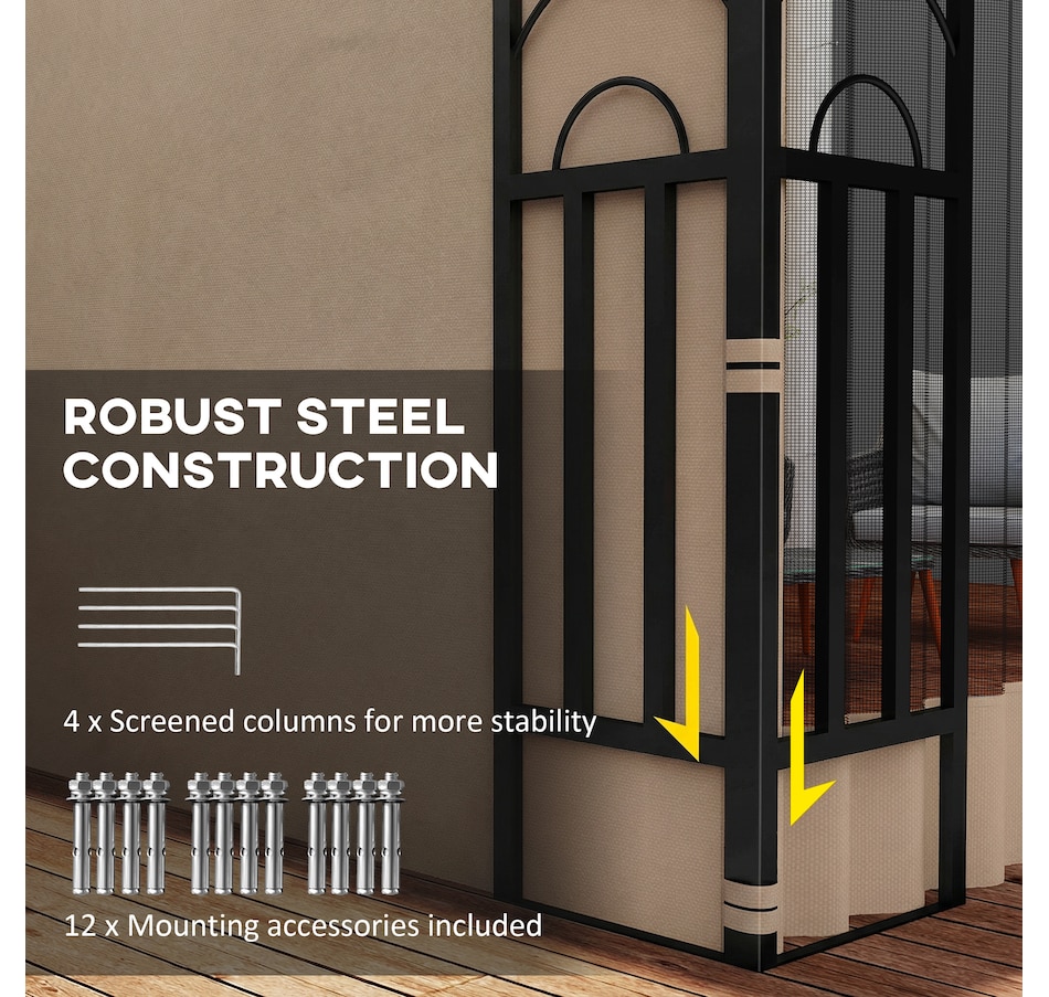 Image 980668_ALTMORE5.jpg, Product 980-668 / Price $309.99, Outsunny 10' x 13' Wall Mounted Pergola Gazebo with Curtains and Nettings from Outsunny on TSC.ca's Home & Garden department