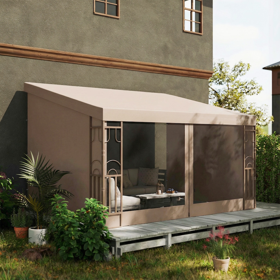 Image 980668_ALTMORE6.jpg, Product 980-668 / Price $249.99, Outsunny 10' x 13' Wall Mounted Pergola Gazebo with Curtains and Nettings from Outsunny on TSC.ca's Home & Garden department