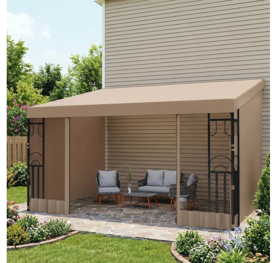 Image 980668_ALTMORE8.jpg, Product 980-668 / Price $309.99, Outsunny 10' x 13' Wall Mounted Pergola Gazebo with Curtains and Nettings from Outsunny on TSC.ca's Home & Garden department