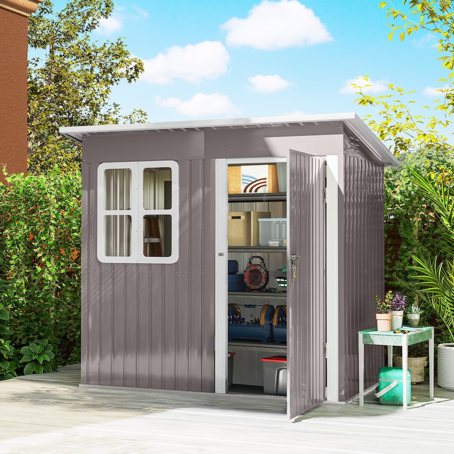 Image 980670_ALTMORE1.jpg, Product 980-670 / Price $349.99, Outsunny 7' x 4' Metal Outdoor Storage Shed with Window, Lockable Door from Outsunny on TSC.ca's Home & Garden department