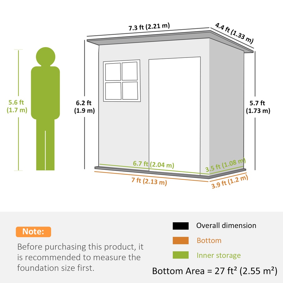 Image 980670_ALTMORE2.jpg, Product 980-670 / Price $349.99, Outsunny 7' x 4' Metal Outdoor Storage Shed with Window, Lockable Door from Outsunny on TSC.ca's Home & Garden department