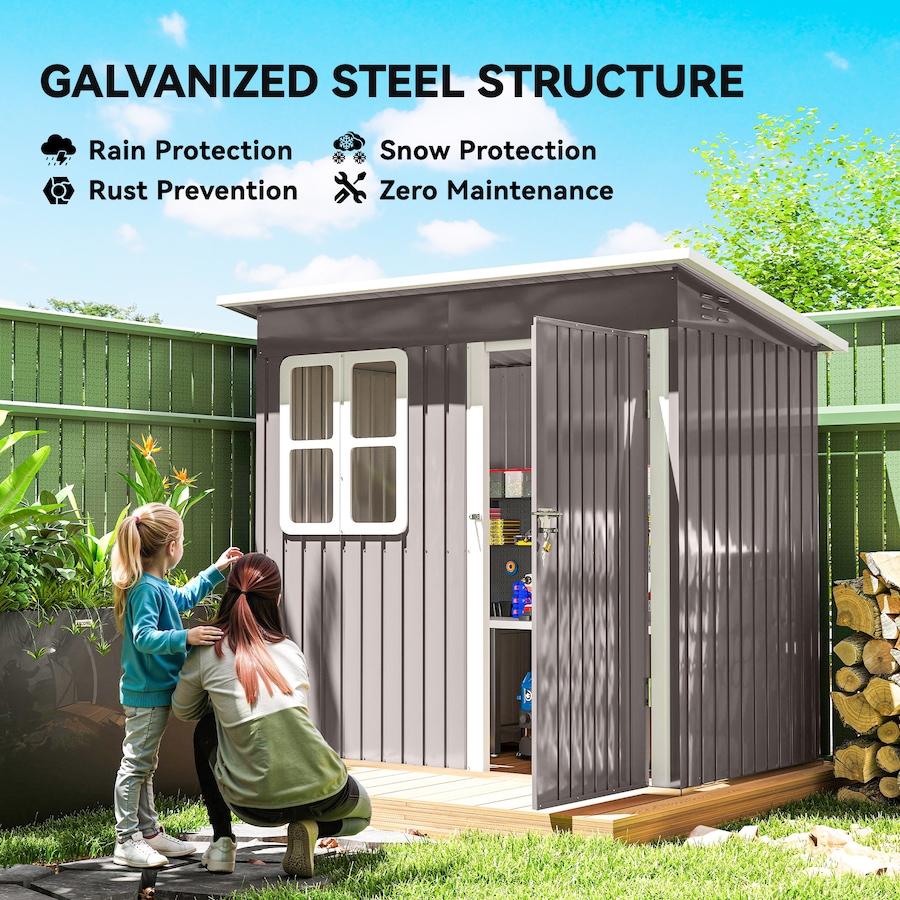 Image 980670_ALTMORE3.jpg, Product 980-670 / Price $349.99, Outsunny 7' x 4' Metal Outdoor Storage Shed with Window, Lockable Door from Outsunny on TSC.ca's Home & Garden department
