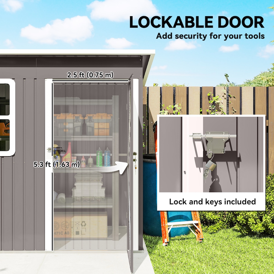 Image 980670_ALTMORE5.jpg, Product 980-670 / Price $349.99, Outsunny 7' x 4' Metal Outdoor Storage Shed with Window, Lockable Door from Outsunny on TSC.ca's Home & Garden department