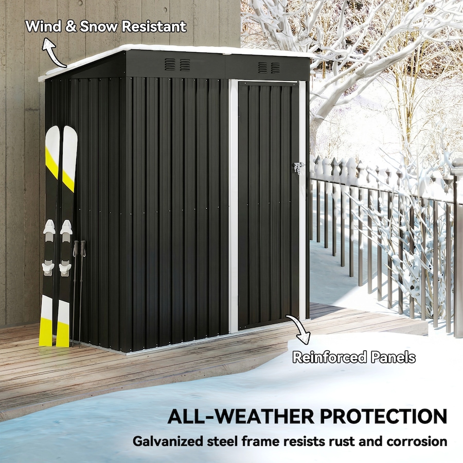Image 980671_ALTMORE4.jpg, Product 980-671 / Price $179.99, Outsunny 5 x 3 ft Outdoor Storage Shed, Lean-to Metal Garden Shed, Grey from Outsunny on TSC.ca's Home & Garden department