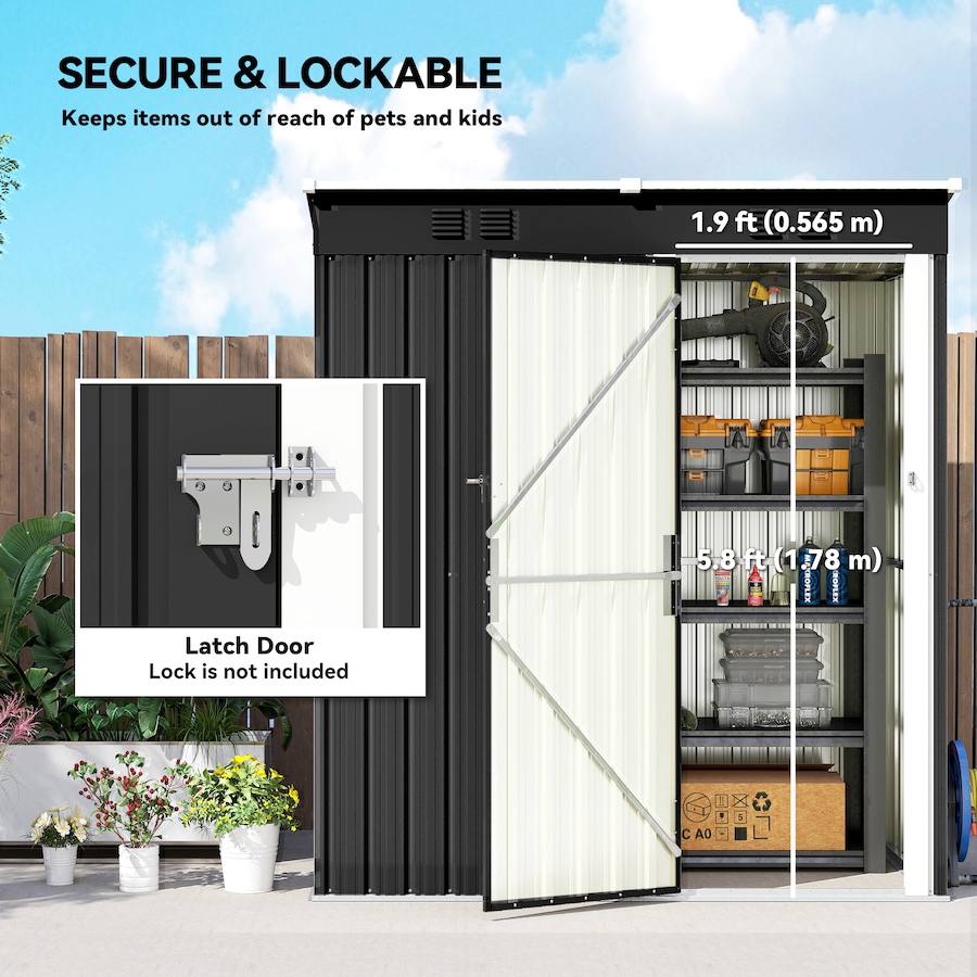 Image 980671_ALTMORE6.jpg, Product 980-671 / Price $179.99, Outsunny 5 x 3 ft Outdoor Storage Shed, Lean-to Metal Garden Shed, Grey from Outsunny on TSC.ca's Home & Garden department
