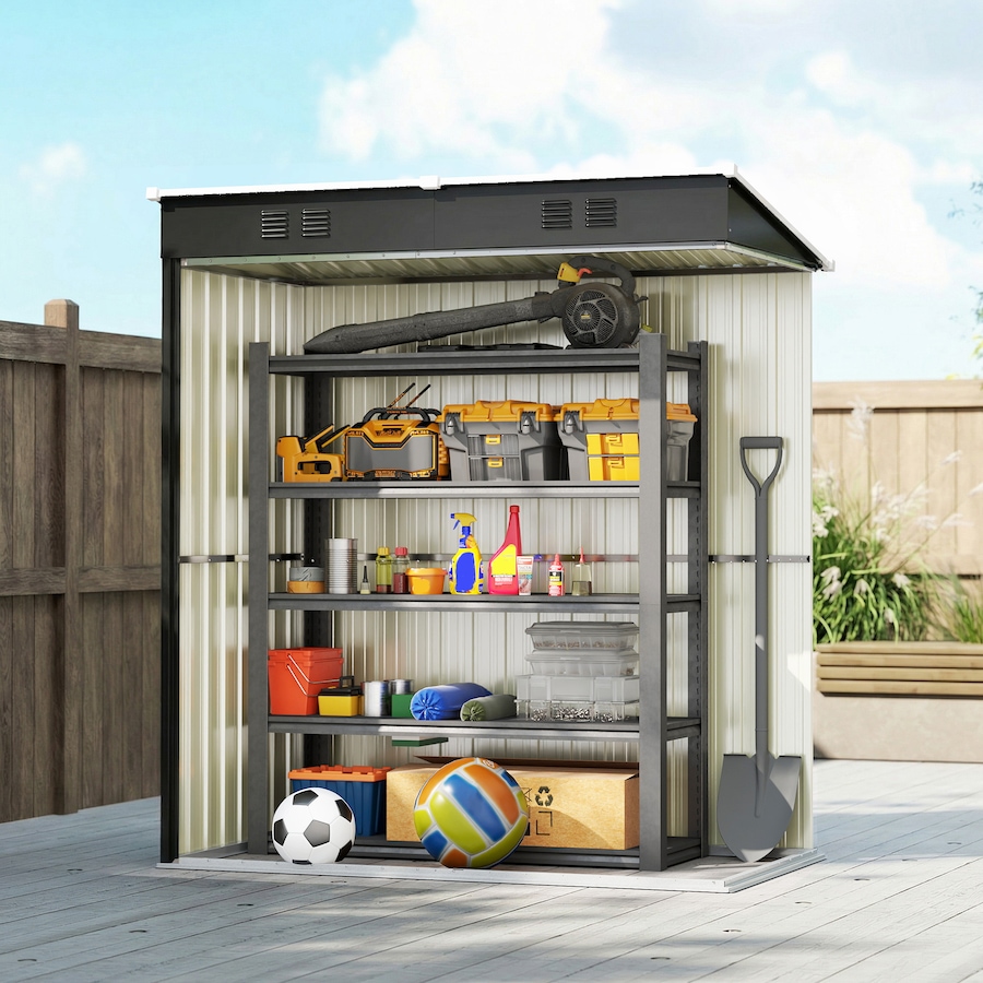 Image 980671_ALTMORE8.jpg, Product 980-671 / Price $179.99, Outsunny 5 x 3 ft Outdoor Storage Shed, Lean-to Metal Garden Shed, Grey from Outsunny on TSC.ca's Home & Garden department