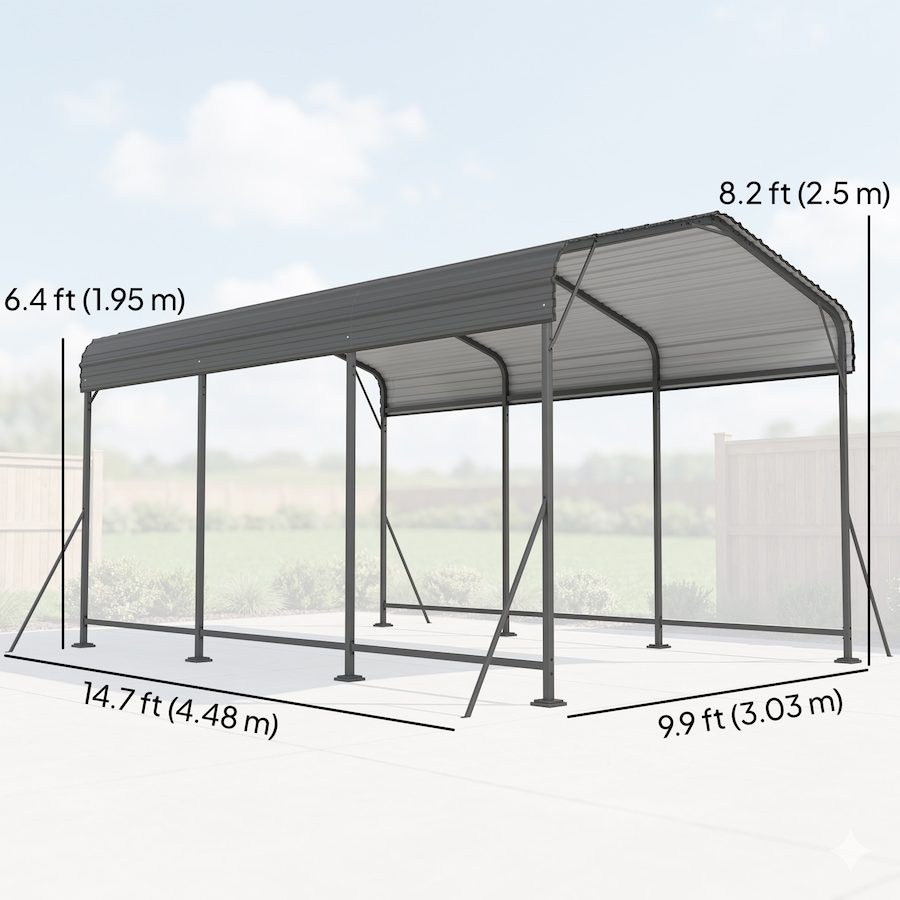 Image 980672_ALTMORE2.jpg, Product 980-672 / Price $629.99, Outsunny 10 x 15FT Metal Carport, Heavy-Duty Carport Canopy w/ Steel Roof from Outsunny on TSC.ca's Home & Garden department