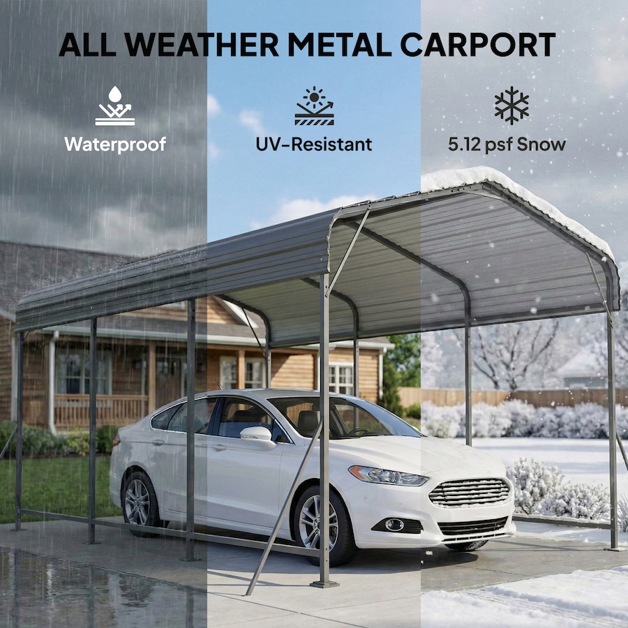 Image 980672_ALTMORE3.jpg, Product 980-672 / Price $629.99, Outsunny 10 x 15FT Metal Carport, Heavy-Duty Carport Canopy w/ Steel Roof from Outsunny on TSC.ca's Home & Garden department