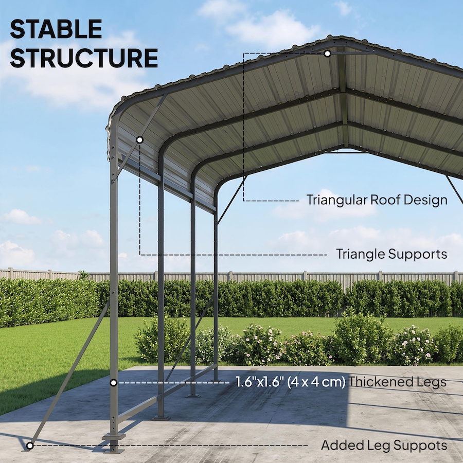 Image 980672_ALTMORE5.jpg, Product 980-672 / Price $629.99, Outsunny 10 x 15FT Metal Carport, Heavy-Duty Carport Canopy w/ Steel Roof from Outsunny on TSC.ca's Home & Garden department