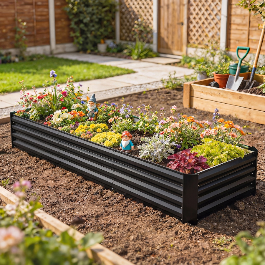 Image 980673_ALTMORE1.jpg, Product 980-673 / Price $119.99, Outsunny 8x2.6x1.5ft Galvanized Raised Garden Bed, Open Bottom, Black from Outsunny on TSC.ca's Home & Garden department