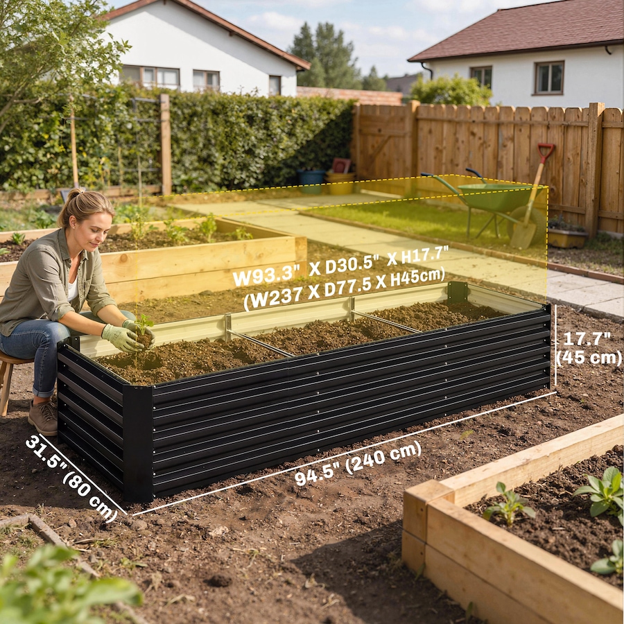 Image 980673_ALTMORE2.jpg, Product 980-673 / Price $119.99, Outsunny 8x2.6x1.5ft Galvanized Raised Garden Bed, Open Bottom, Black from Outsunny on TSC.ca's Home & Garden department