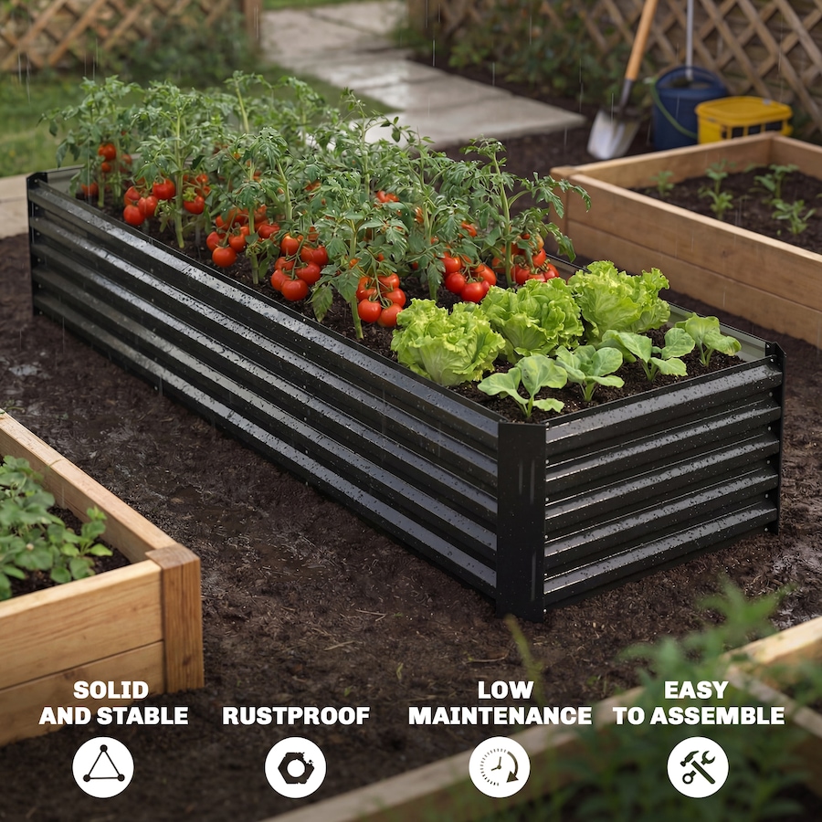 Image 980673_ALTMORE4.jpg, Product 980-673 / Price $119.99, Outsunny 8x2.6x1.5ft Galvanized Raised Garden Bed, Open Bottom, Black from Outsunny on TSC.ca's Home & Garden department