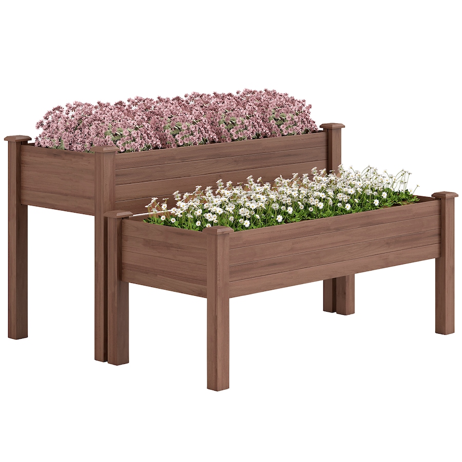 Image 980675.jpg, Product 980-675 / Price $144.99, Outsunny 2 Tier Raised Garden Bed, Wooden Elevated Planter Box, Carbonised from Outsunny on TSC.ca's Home & Garden department