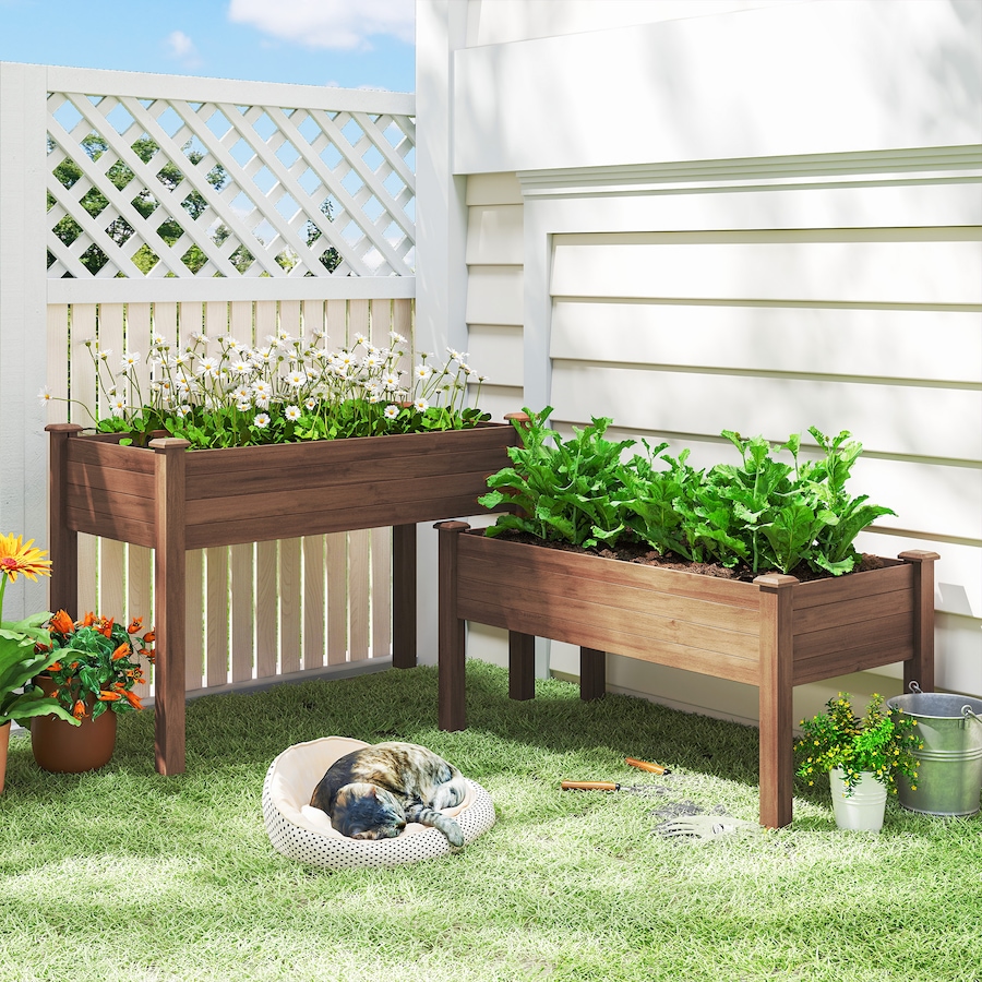 Image 980675_ALTMORE1.jpg, Product 980-675 / Price $144.99, Outsunny 2 Tier Raised Garden Bed, Wooden Elevated Planter Box, Carbonised from Outsunny on TSC.ca's Home & Garden department