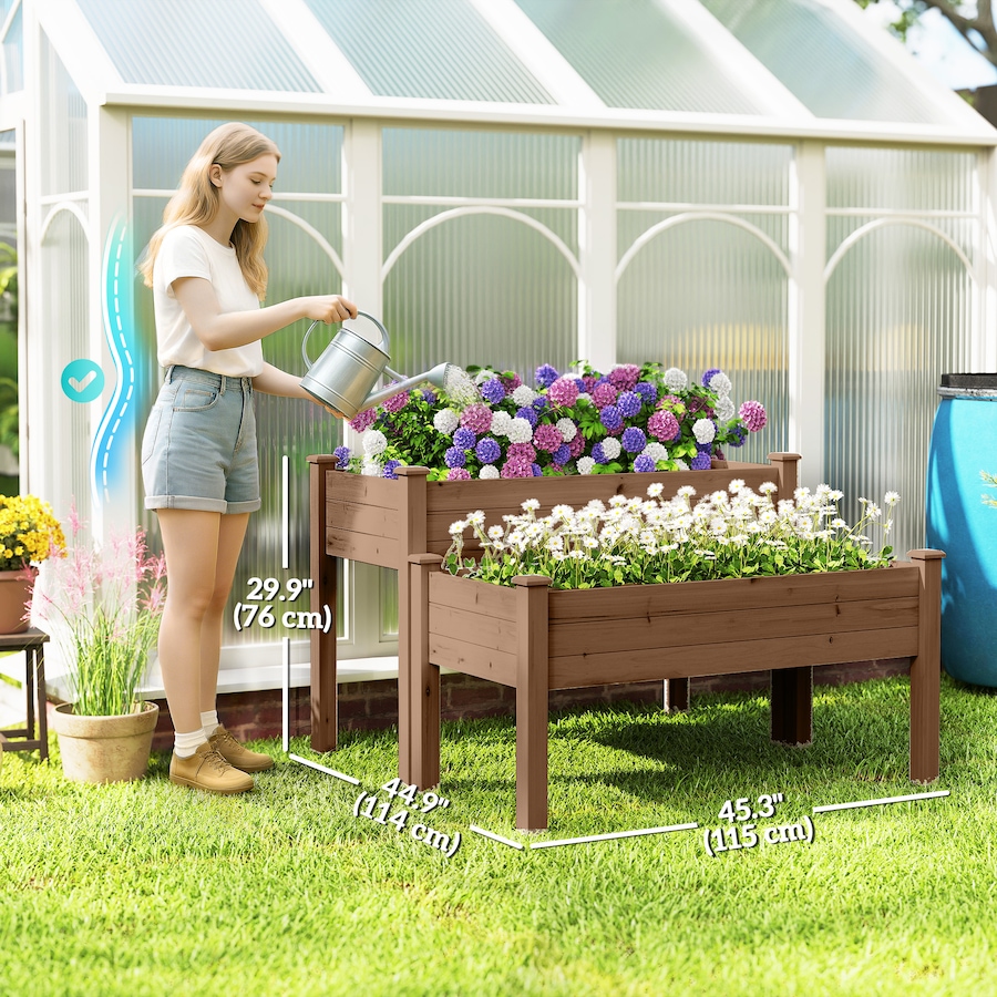 Image 980675_ALTMORE2.jpg, Product 980-675 / Price $144.99, Outsunny 2 Tier Raised Garden Bed, Wooden Elevated Planter Box, Carbonised from Outsunny on TSC.ca's Home & Garden department