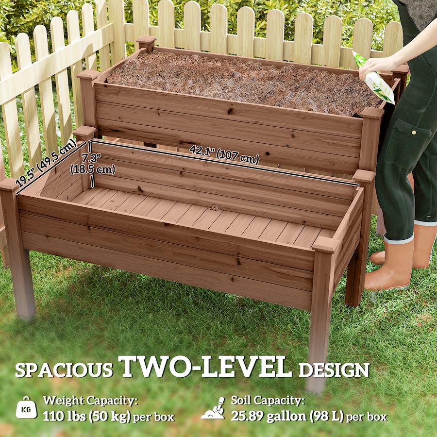 Image 980675_ALTMORE3.jpg, Product 980-675 / Price $144.99, Outsunny 2 Tier Raised Garden Bed, Wooden Elevated Planter Box, Carbonised from Outsunny on TSC.ca's Home & Garden department