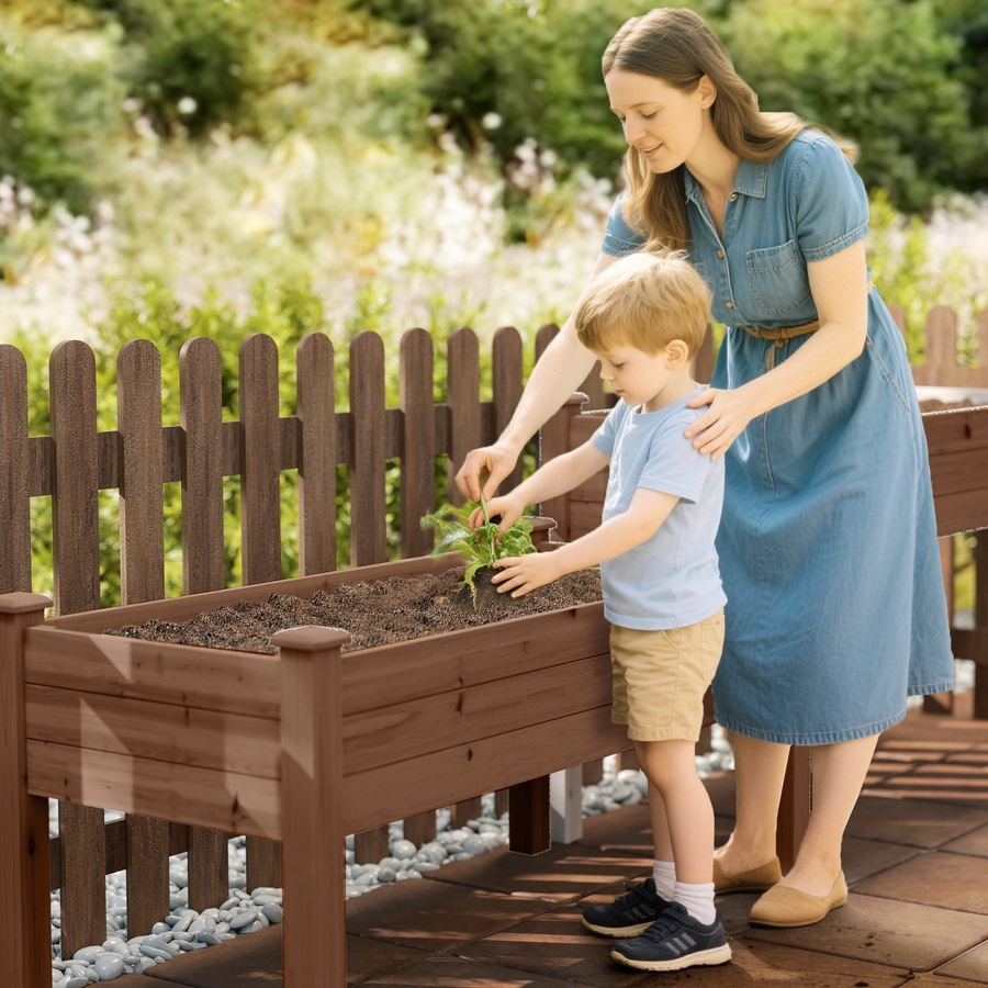 Image 980675_ALTMORE8.jpg, Product 980-675 / Price $144.99, Outsunny 2 Tier Raised Garden Bed, Wooden Elevated Planter Box, Carbonised from Outsunny on TSC.ca's Home & Garden department