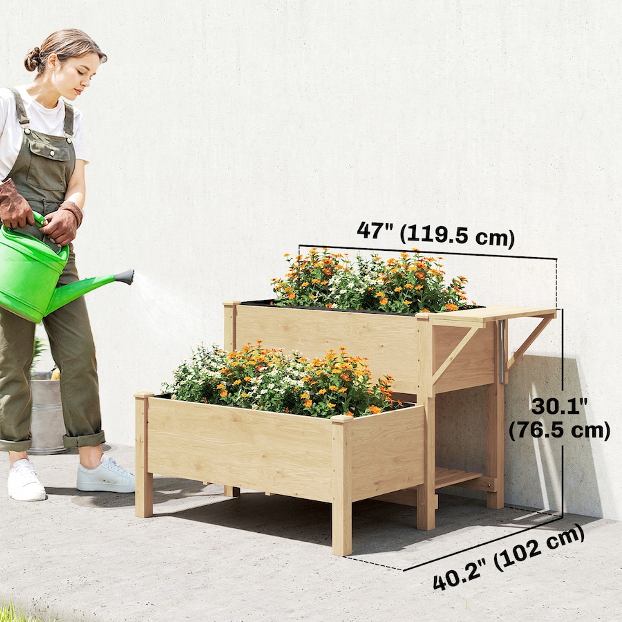 Image 980677_ALTMORE2.jpg, Product 980-677 / Price $169.99, Outsunny Wooden Raised Garden Bed, 2-Tier Raised Planter with Shelf from Outsunny on TSC.ca's Home & Garden department