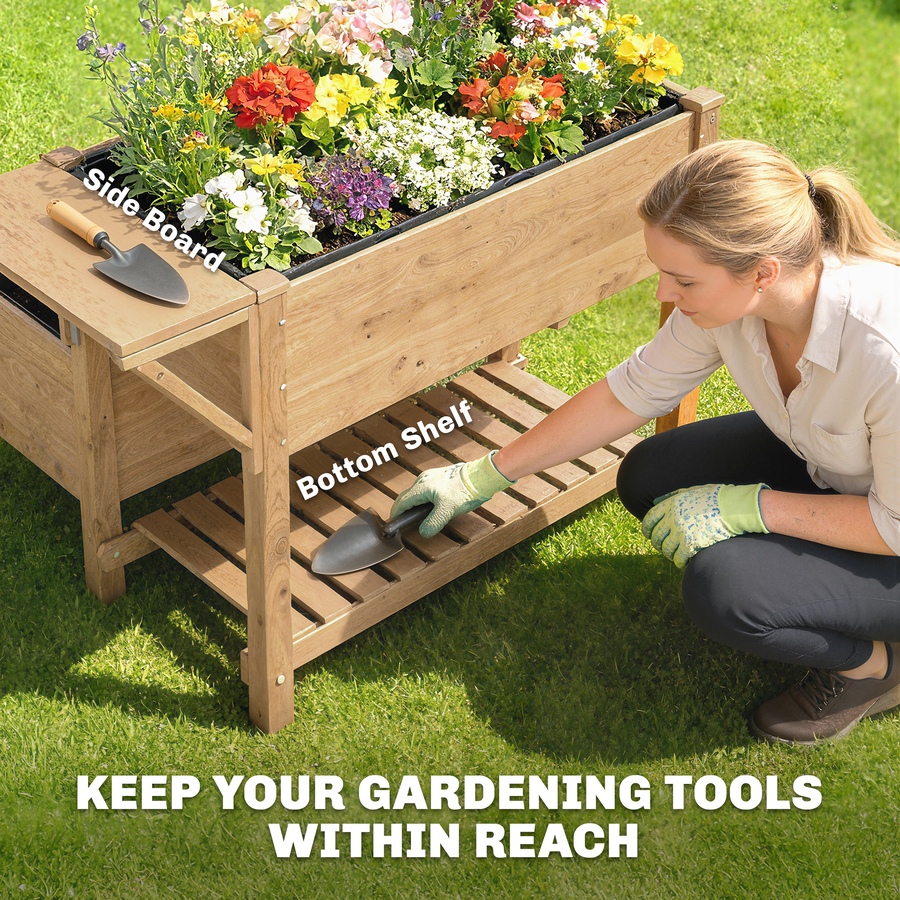 Image 980677_ALTMORE4.jpg, Product 980-677 / Price $169.99, Outsunny Wooden Raised Garden Bed, 2-Tier Raised Planter with Shelf from Outsunny on TSC.ca's Home & Garden department