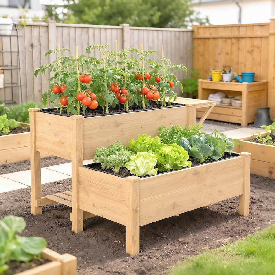 Image 980677_ALTMORE8.jpg, Product 980-677 / Price $169.99, Outsunny Wooden Raised Garden Bed, 2-Tier Raised Planter with Shelf from Outsunny on TSC.ca's Home & Garden department