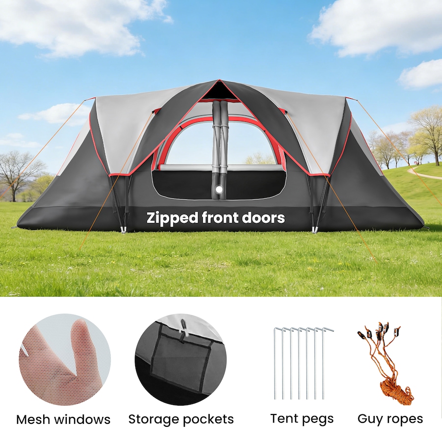 Image 980683_ALTMORE16.jpg, Product 980-683 / Price $152.99 - $169.99, Outsunny 2 Bedroom Camping Tent for 6-8 Person, Large Family Tent from Outsunny on TSC.ca's Health & Fitness department