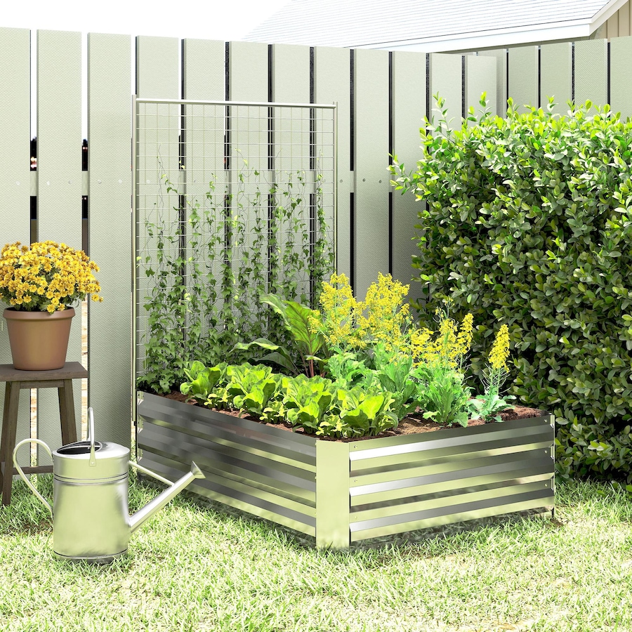 Image 980684_ALTMORE1.jpg, Product 980-684 / Price $74.99, Outsunny Galvanized Raised Garden Bed with Trellis, Open Bottom from Outsunny on TSC.ca's Home & Garden department