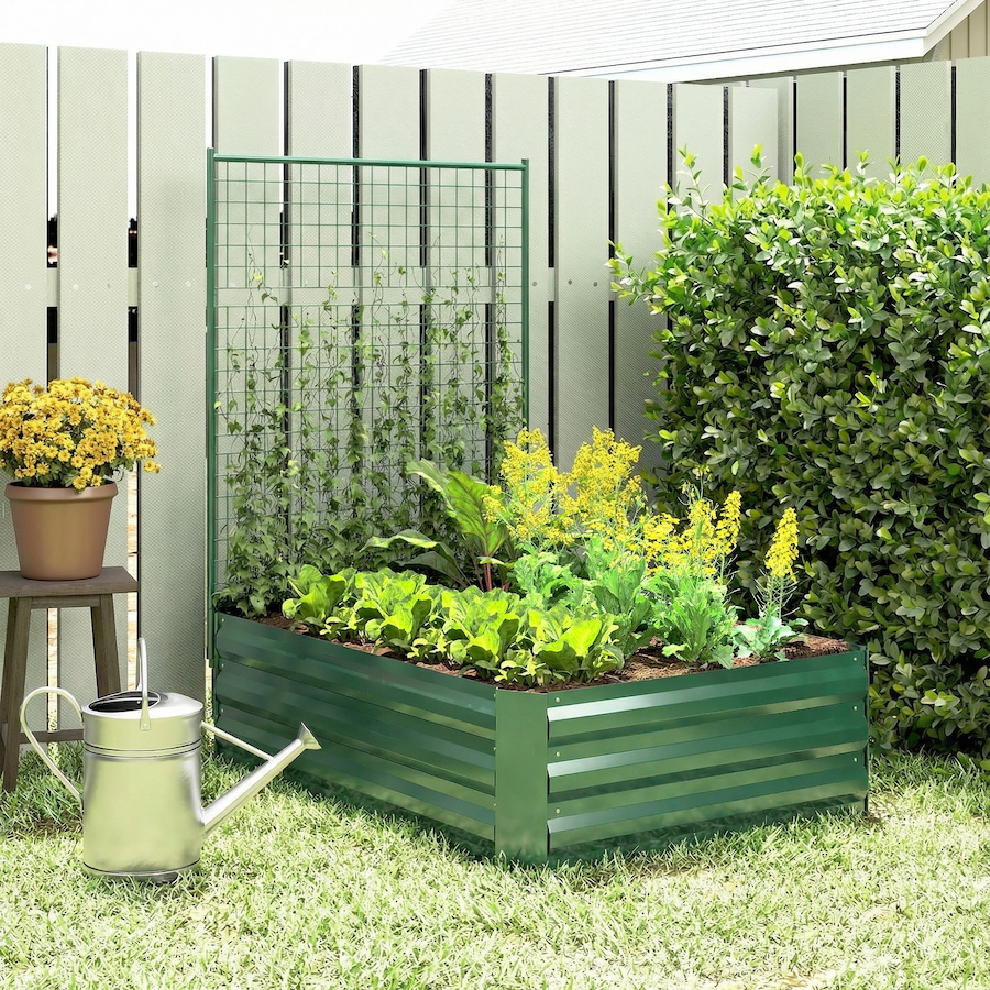 Image 980684_ALTMORE10.jpg, Product 980-684 / Price $74.99, Outsunny Galvanized Raised Garden Bed with Trellis, Open Bottom from Outsunny on TSC.ca's Home & Garden department