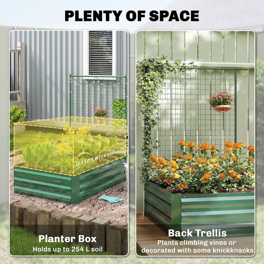 Image 980684_ALTMORE12.jpg, Product 980-684 / Price $74.99, Outsunny Galvanized Raised Garden Bed with Trellis, Open Bottom from Outsunny on TSC.ca's Home & Garden department