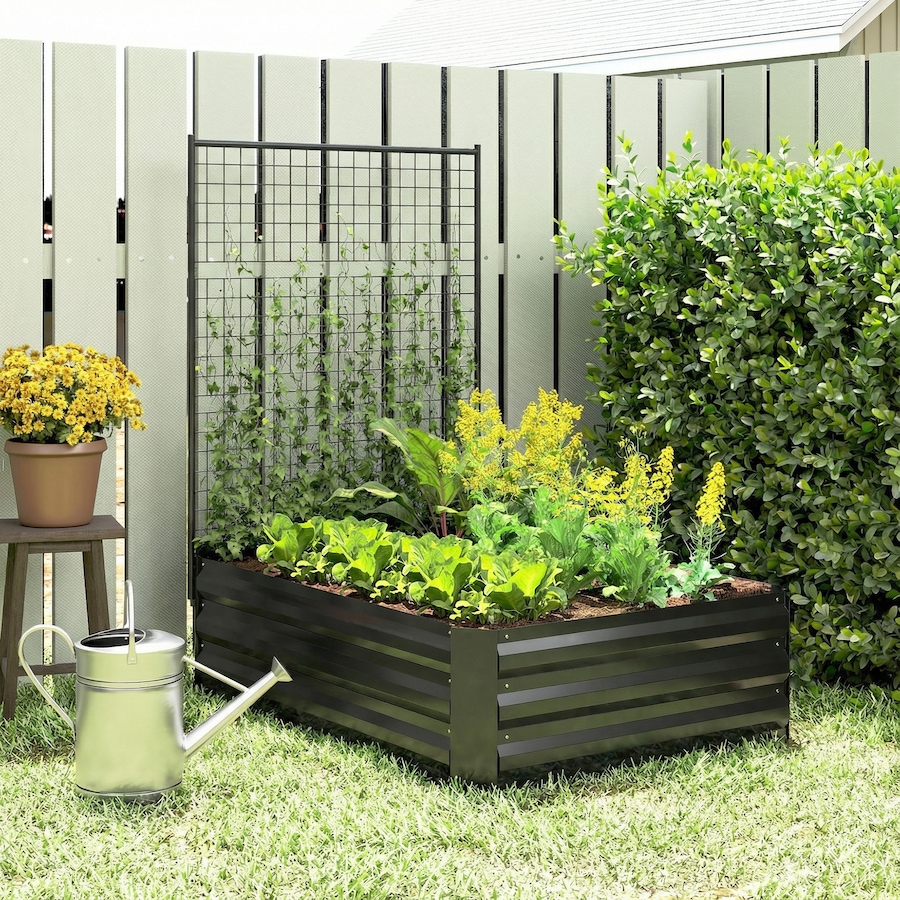 Image 980684_ALTMORE18.jpg, Product 980-684 / Price $74.99, Outsunny Galvanized Raised Garden Bed with Trellis, Open Bottom from Outsunny on TSC.ca's Home & Garden department
