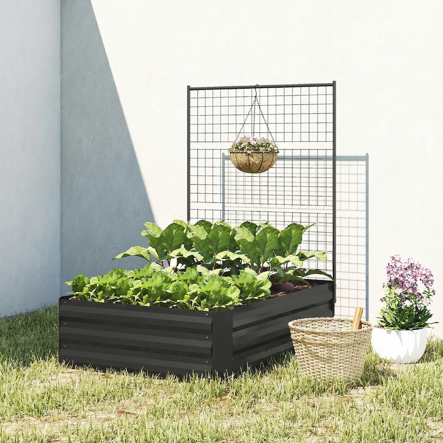 Image 980684_ALTMORE24.jpg, Product 980-684 / Price $74.99, Outsunny Galvanized Raised Garden Bed with Trellis, Open Bottom from Outsunny on TSC.ca's Home & Garden department