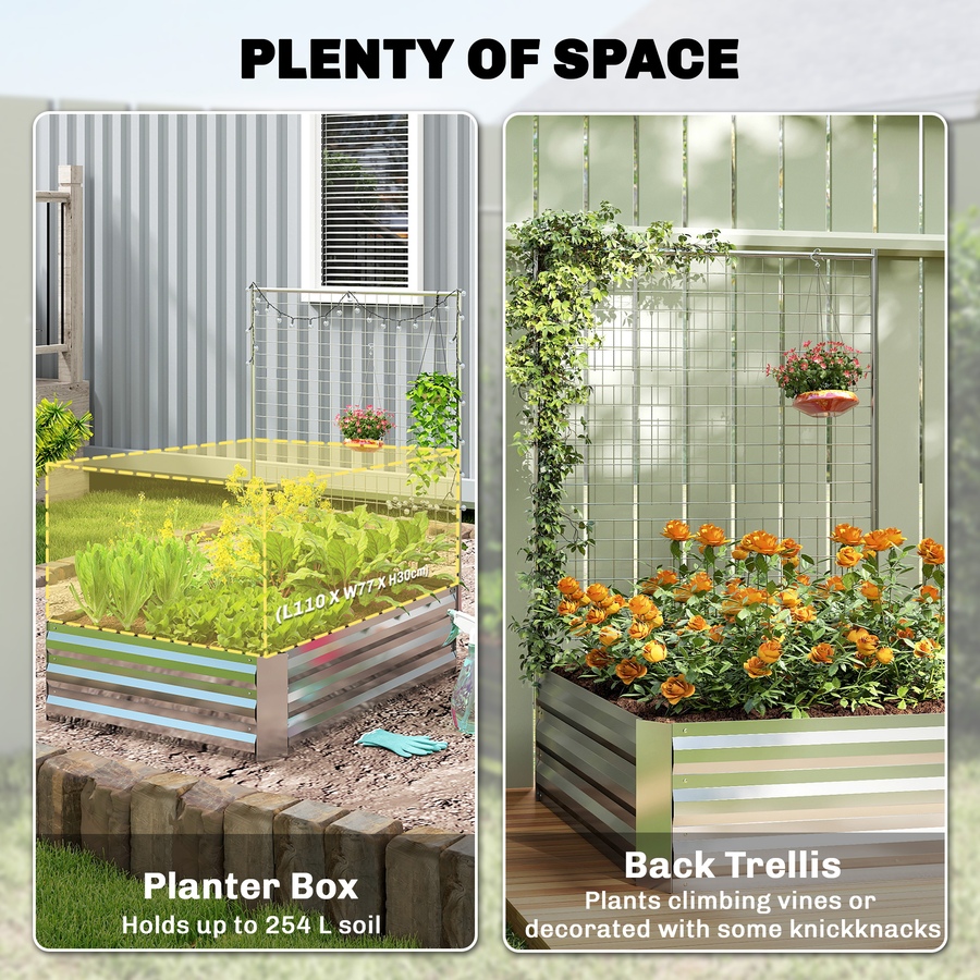 Image 980684_ALTMORE3.jpg, Product 980-684 / Price $74.99, Outsunny Galvanized Raised Garden Bed with Trellis, Open Bottom from Outsunny on TSC.ca's Home & Garden department