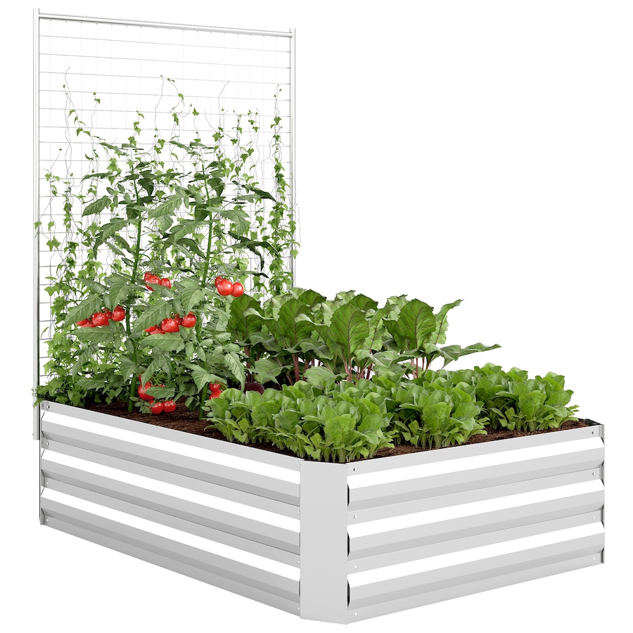 Image 980684_ST01.jpg, Product 980-684 / Price $74.99, Outsunny Galvanized Raised Garden Bed with Trellis, Open Bottom from Outsunny on TSC.ca's Home & Garden department