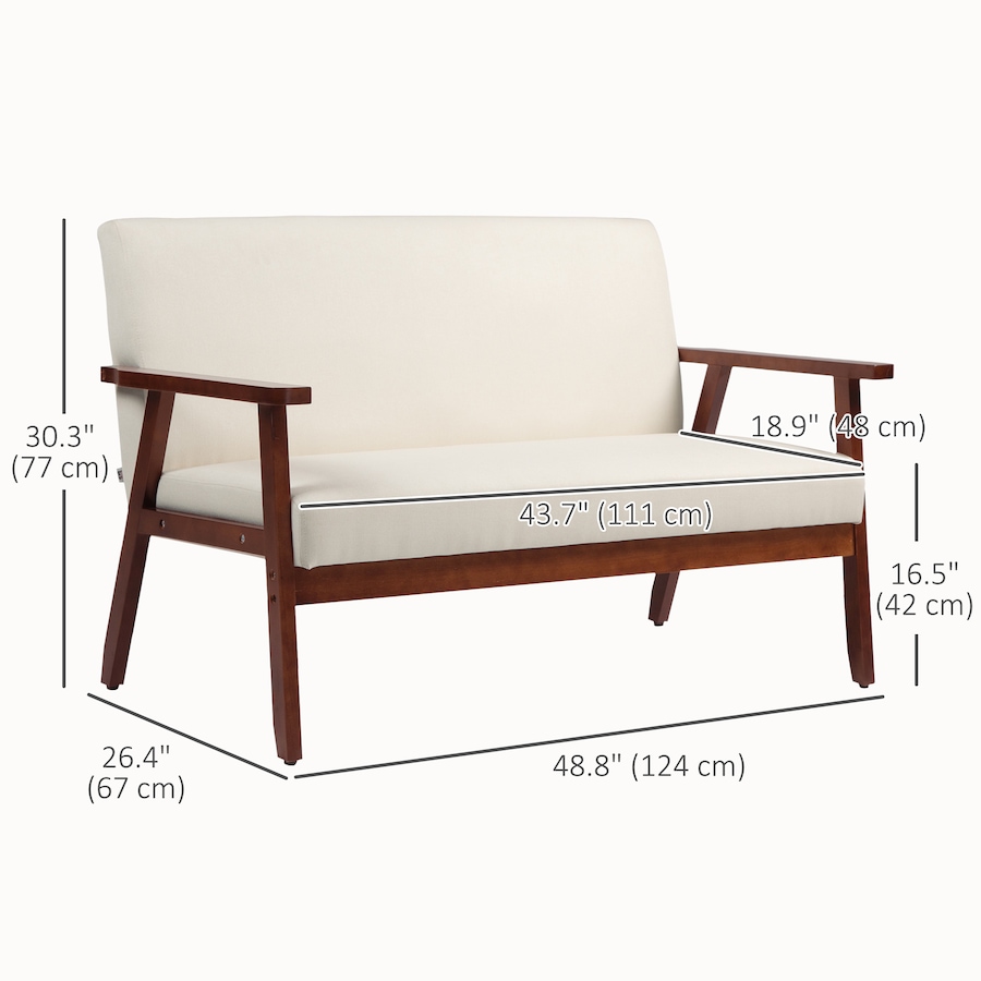 Image 980689_ALTMORE18.jpg, Product 980-689 / Price $239.99, HOMCOM Loveseat Sofa Modern 2 Seater Couch with Rubber Wood Frame from HOMCOM on TSC.ca's Home & Garden department