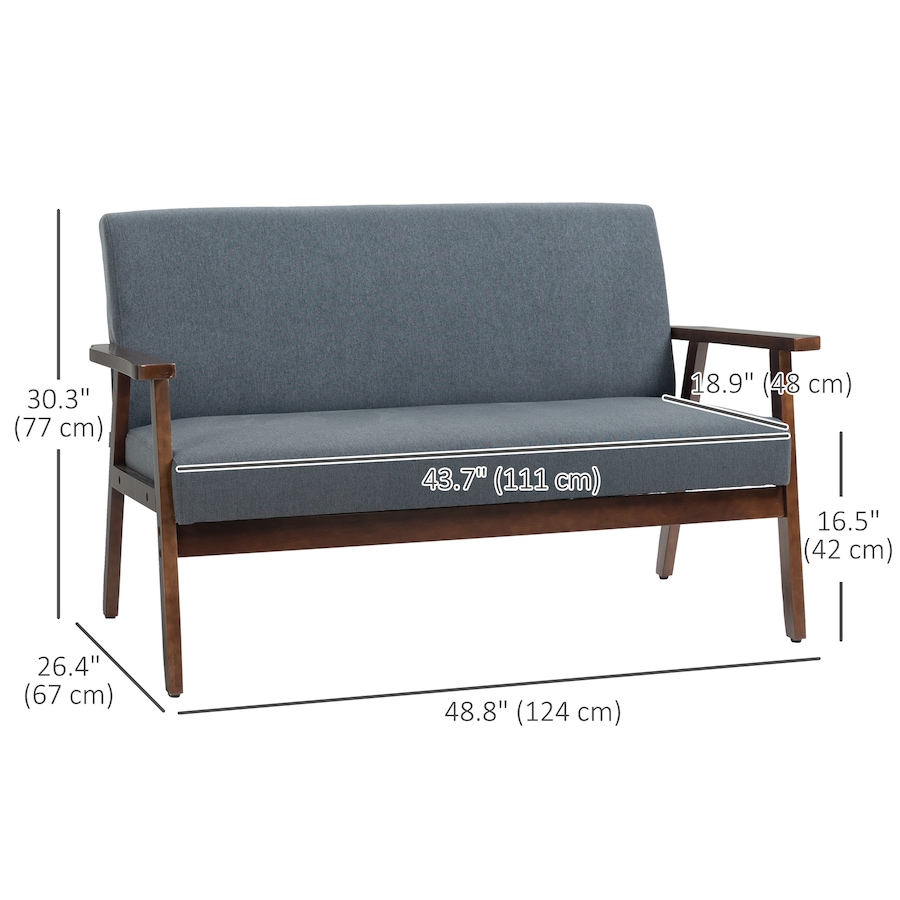 Image 980689_ALTMORE32.jpg, Product 980-689 / Price $239.99, HOMCOM Loveseat Sofa Modern 2 Seater Couch with Rubber Wood Frame from HOMCOM on TSC.ca's Home & Garden department