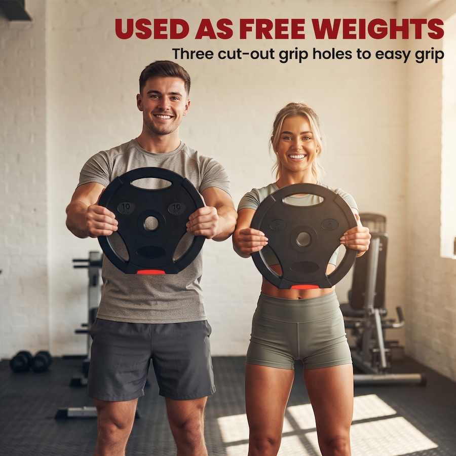 Image 980692_ALTMORE10.jpg, Product 980-692 / Price $94.99, Soozier Set of 4 1-Inch Weight Plates with 3 Grips, 2 x 22lbs + 2 x 11lbs from Soozier on TSC.ca's Health & Fitness department