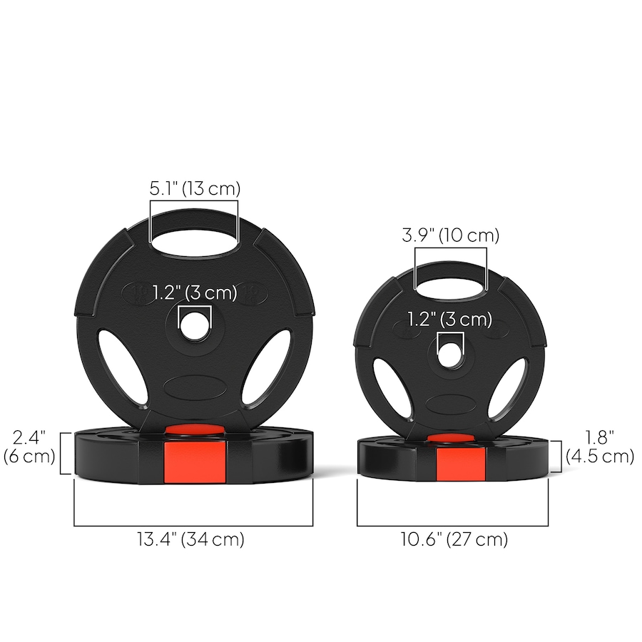 Image 980692_ALTMORE2.jpg, Product 980-692 / Price $94.99, Soozier Set of 4 1-Inch Weight Plates with 3 Grips, 2 x 22lbs + 2 x 11lbs from Soozier on TSC.ca's Health & Fitness department