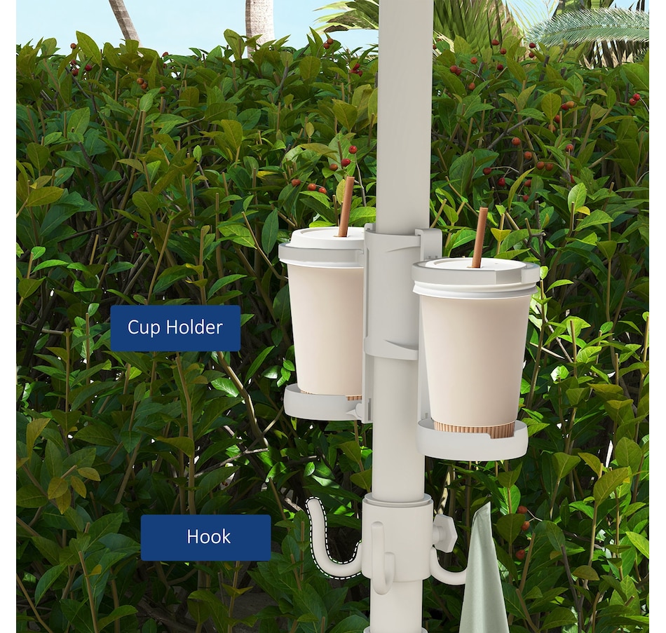 Image 980694_ALTMORE6.jpg, Product 980-694 / Price $44.99, Outsunny 5.7' Beach Umbrella with Tilt, Cup Holders, Hook, Blue and White from Outsunny on TSC.ca's Home & Garden department
