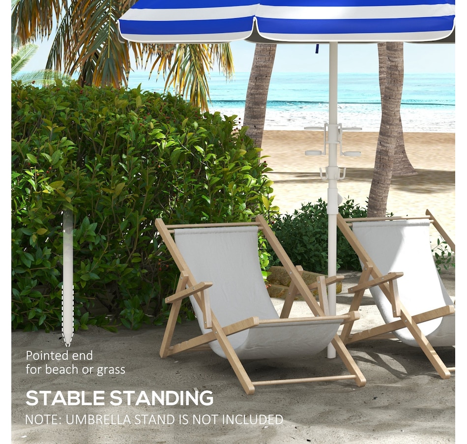 Image 980694_ALTMORE7.jpg, Product 980-694 / Price $44.99, Outsunny 5.7' Beach Umbrella with Tilt, Cup Holders, Hook, Blue and White from Outsunny on TSC.ca's Home & Garden department