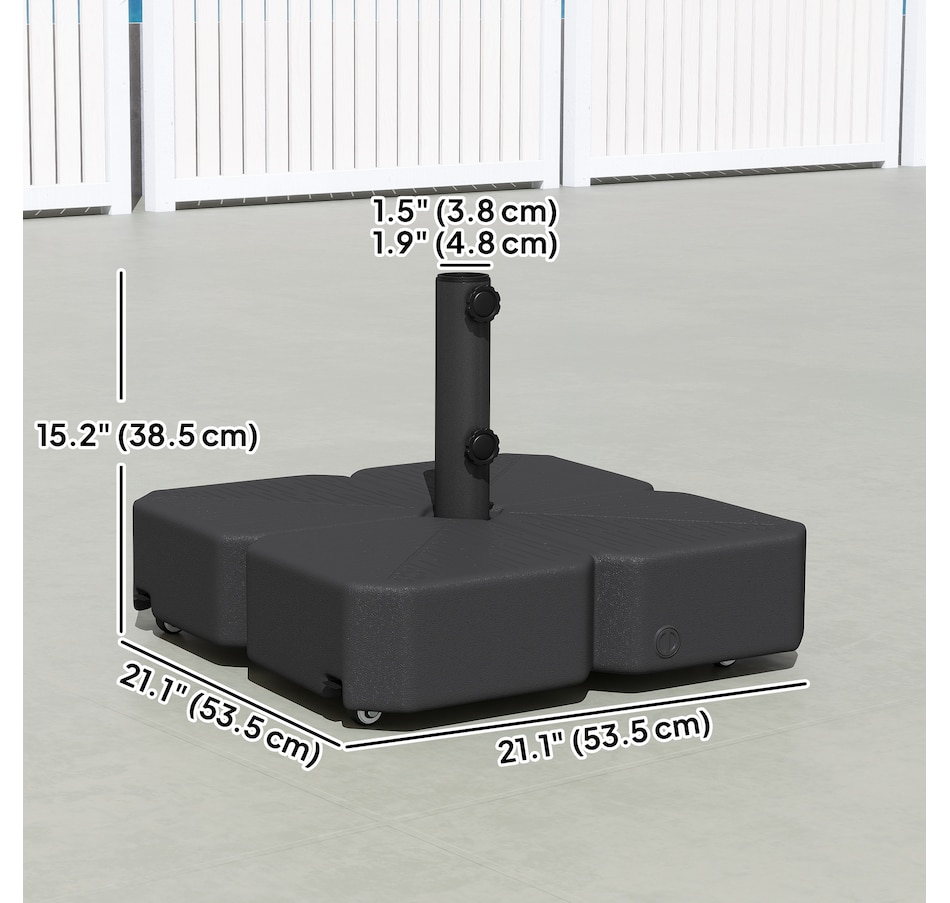 Image 980696_ALTMORE2.jpg, Product 980-696 / Price $74.99, Patio Umbrella Base with Wheels for for 1.5"/1.9" Poles, Black from Outsunny on TSC.ca's Home & Garden department