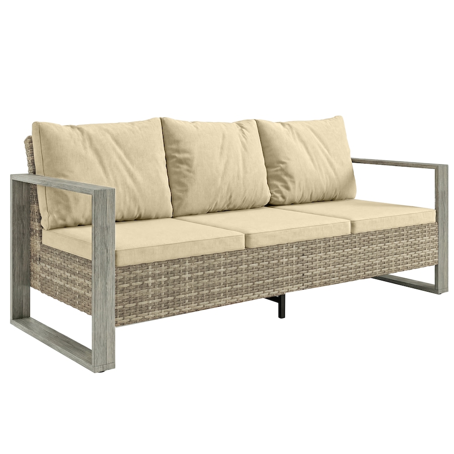 Image 980697.jpg, Product 980-697 / Price $359.99, Outsunny 3-Seat Outdoor Couch, Deep Patio Sofa, Aluminum Armrests, Khaki from Outsunny on TSC.ca's Home & Garden department