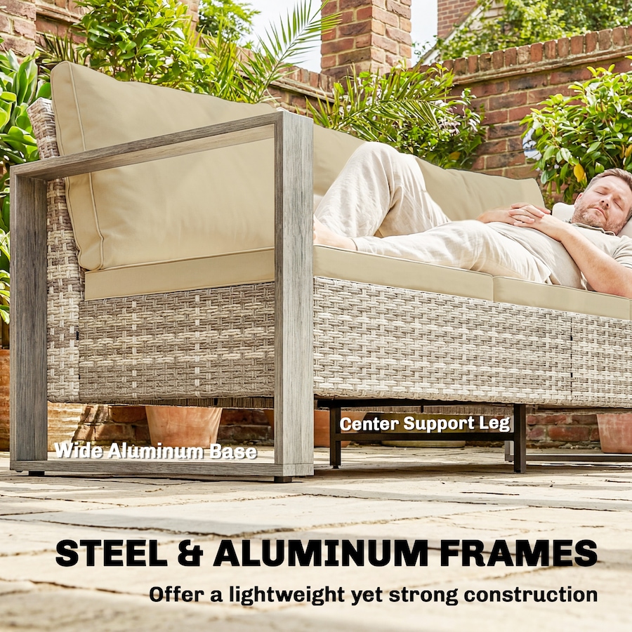Image 980697_ALTMORE7.jpg, Product 980-697 / Price $359.99, Outsunny 3-Seat Outdoor Couch, Deep Patio Sofa, Aluminum Armrests, Khaki from Outsunny on TSC.ca's Home & Garden department