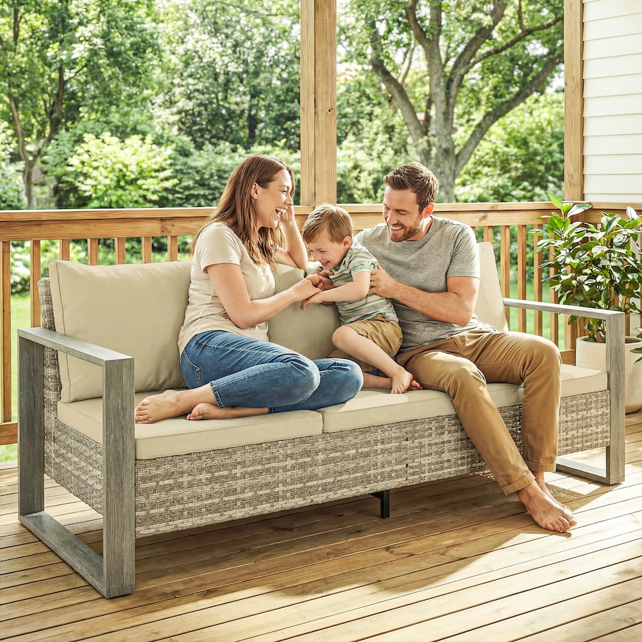 Image 980697_ALTMORE8.jpg, Product 980-697 / Price $359.99, Outsunny 3-Seat Outdoor Couch, Deep Patio Sofa, Aluminum Armrests, Khaki from Outsunny on TSC.ca's Home & Garden department