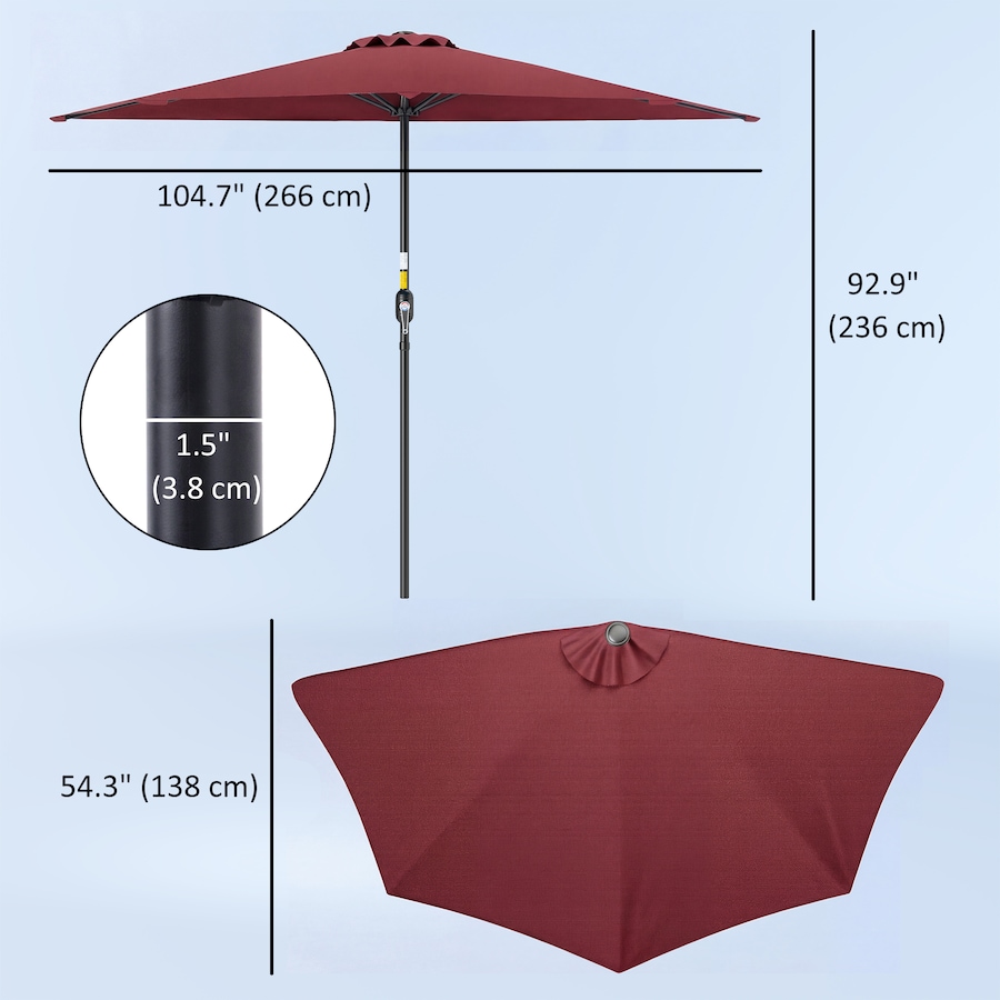 Image 980699_ALTMORE2.jpg, Product 980-699 / Price $64.99, Outsunny 9ft Half Round Umbrella, Outdoor Balcony Parasol, Wine Red from Outsunny on TSC.ca's Home & Garden department